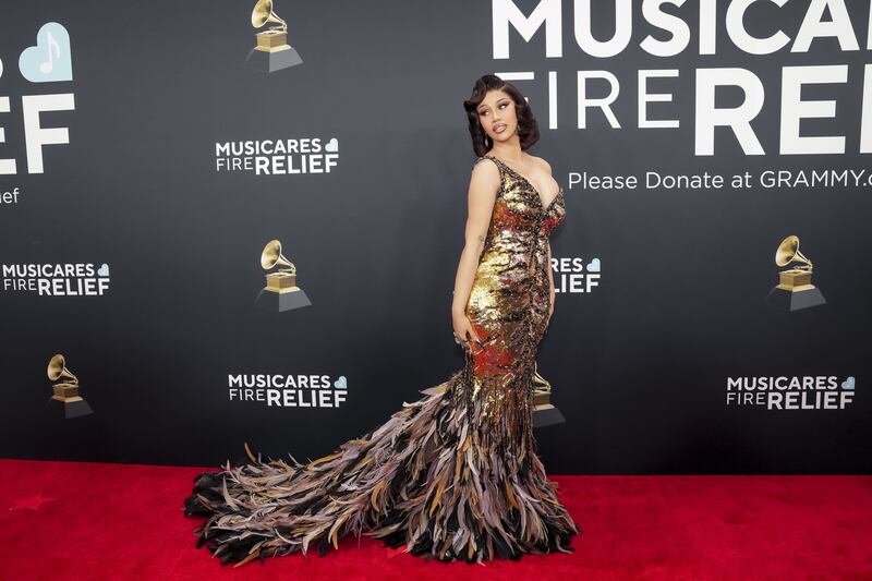 Grammy Awards: Cardi B on the red carpet. Photograph: Allison Dinner/EPA-EFE