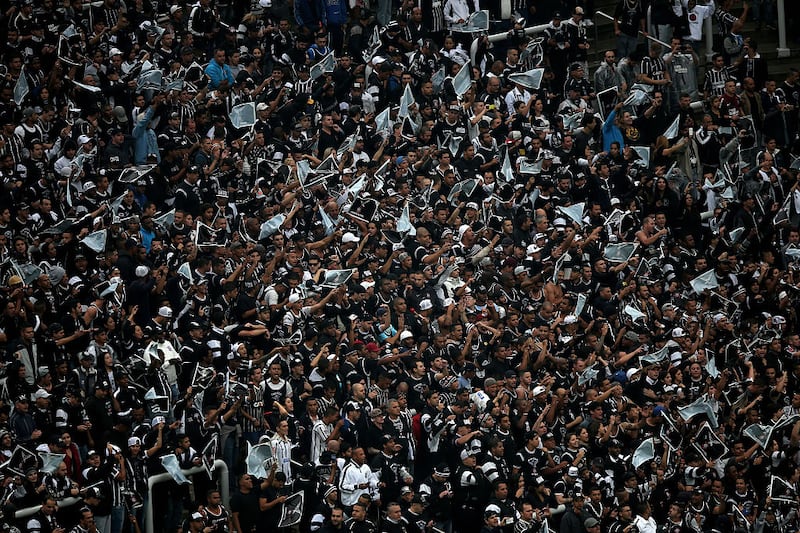 Corinthians fans during a match between Corinthians and Palmeiras at Arena Corinthians in Sao Paulo in 2015. Photograph: Friedemann Vogel/Getty Images.