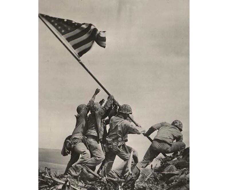 Don Graves remembers watching, as a 19-year-old, men from his unit raising Old Glory on the summit of Mount Suribachi on February 23rd, 1945. Photograph: Joseph Rosenthal/The National Archives/AFP via Getty Images