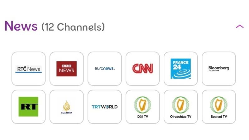 RT was one of 12 news channels offered by Eir. On Monday, it took RT and RT Documentaries off its service.