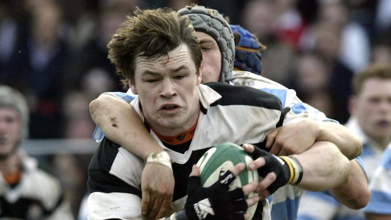 Leinster Schools Senior Cup Final 17/3/2005Belvedere College vs Blackrock CollegeCian Healy of Belvedere is tackled by Ian Madigan of BlackrockMandatory Credit ©INPHO/Donall Farmer