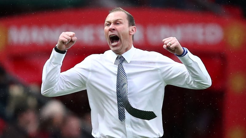 Duncan Ferguson celebrates Victor Lindelof’s own goal. Photograph: Clive Brunskill/Getty