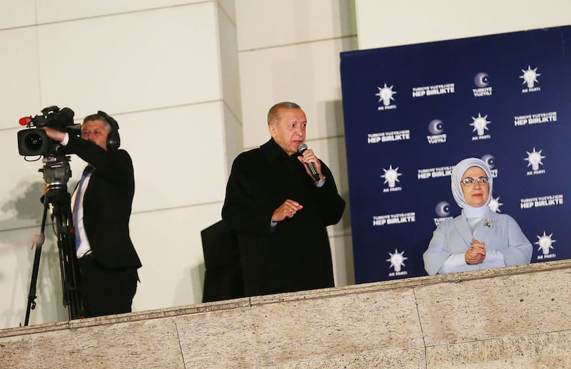 Turkish president and presidential candidate Recep Tayyip Erdogan speaks to supporters in Ankara on Monday. Photograph: Necati Savas/EPA