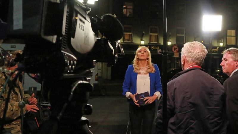 Presenter Miriam O’Callaghan during an outside broadcast in Portobello, Dublin, for the RTÉ current affairs show Prime Time. Photograph: Nick Bradshaw