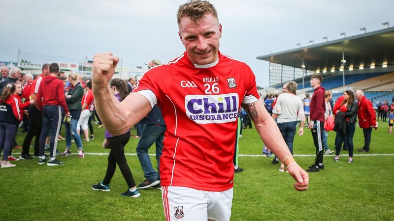 Cork’s Brian Hurley celebrates after his side’s semi-final win over Tipperary at Semple Stadium. Photograph: Oisin Keniry/Inpho