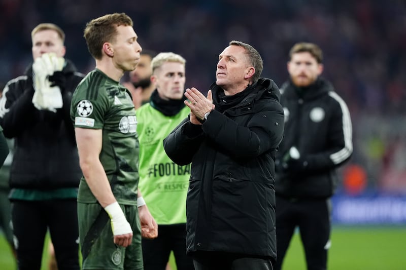 Celtic manager Brendan Rodgers after during the Champions League match against Bayern Munich at the Allianz Arena. Photograph: Andrew Milligan/PA Wire.