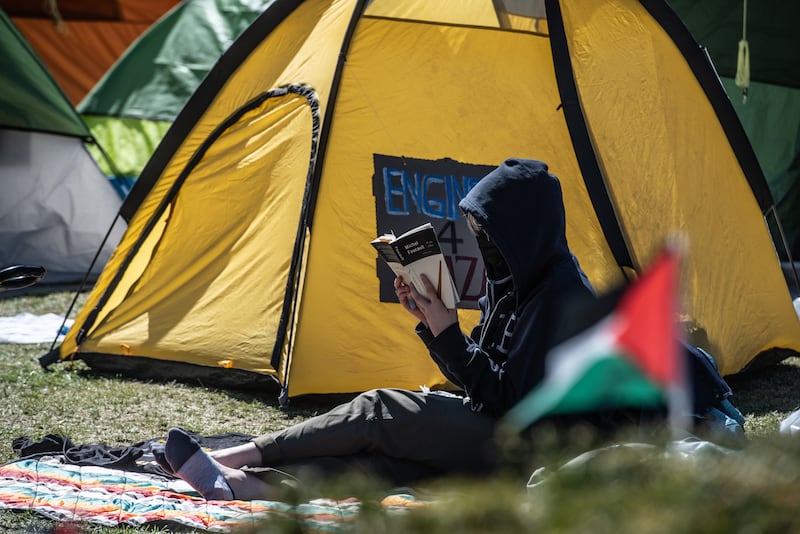 The pro-Palestinian encampment on the campus of Columbia university. Photograph: Stephanie Keith/Getty Images