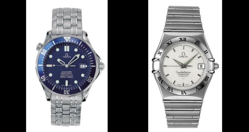 The stolen watches. On the left the Omega Seamaster which is engraved with the message: ‘Senan, Love Daddy x’. The other watch, an Omega Constellation carries the enscription: ‘Keelan, Love Daddy x’.