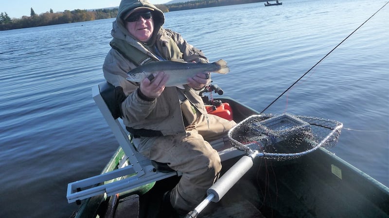 Tom Stanton from Cork with a fine trout at Menteith Fisheries in Scotland