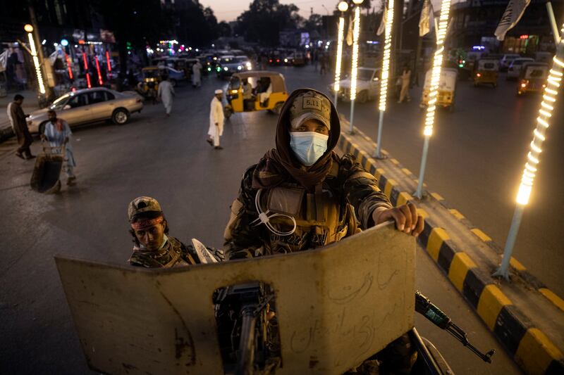 Taliban police officers in Jalalabad, Afghanistan. The area was frequently a target of attacks by Islamic State Khorasan militants in the months after the Taliban seized power in the country. Photograph: Victor J. Blue/The New York Times