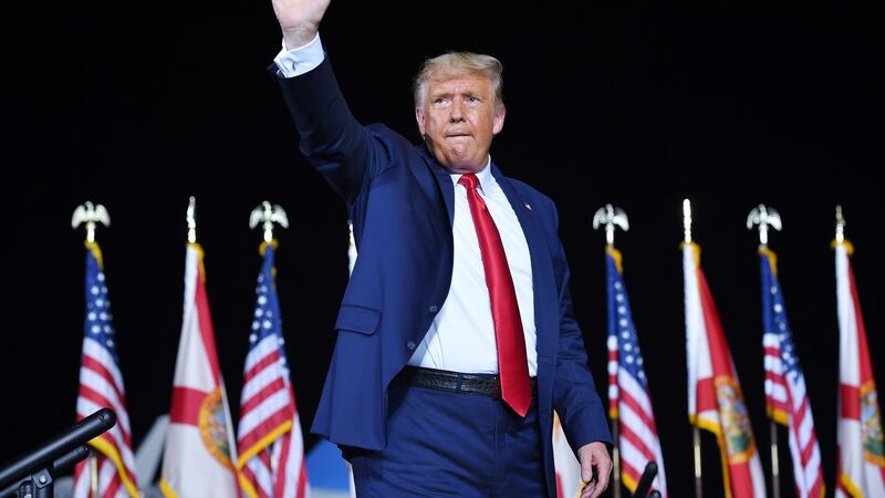 US president Donald Trump waves at the end of a campaign rally at Pensacola International Airport in Pensacola, Florida on Friday. Photograph: Mandel Ngan/AFP via Getty Images.