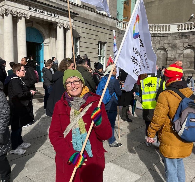 Colette O'Regan, who took part in the Le Chéile Stand Together national solidarity march. Photograph: Jack White