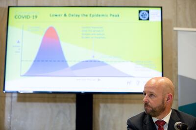 Prof Philip Nolan is pictured at a media briefing in March 2020 during the Covid pandemic. Photograph: Tom Honan