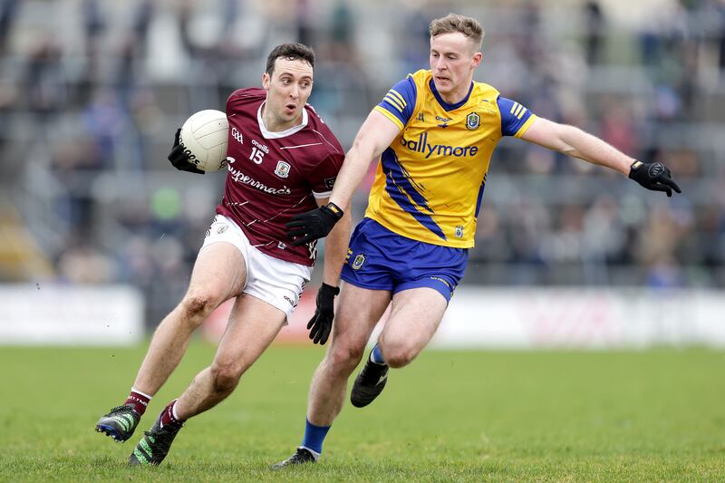 Galway's Eoin Finnerty and Eoin McCormack of Roscommon. Galway are in a better place now than they were when they lost out to Roscommon in the league earlier this year. Photograph: Laszlo Geczo/Inpho