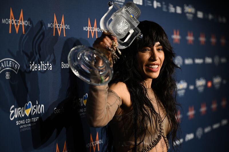 Loreen poses with the trophy after winning the final of the 2023 Eurovision Song Contest for Sweden in Liverpool. Photograph: Oli Scarff/AFP