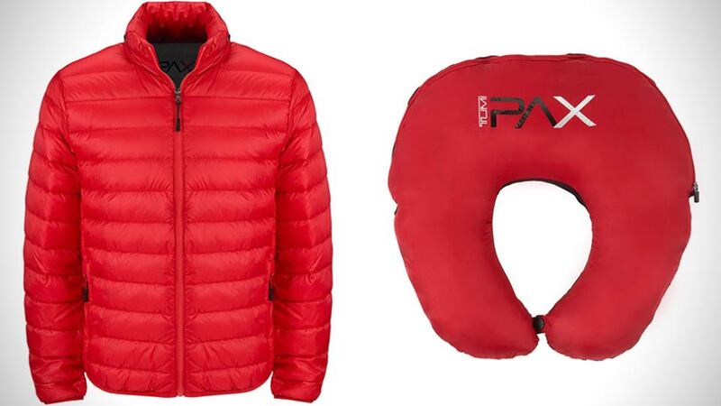 Tumi Patrol Travel Puffer Jacket has a pouch you can fold it into, creating a soft neck pillow