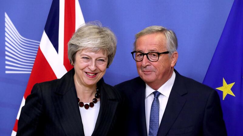 British prime minister Theresa May and European Commission president Jean-Claude Juncker ahead of  negotiations  in November 2018. Photograph: Yves Herman/Reuters