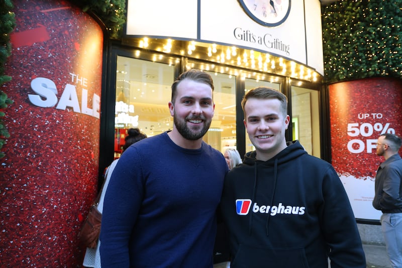 Brothers Jake and Aaron Leonard at Brown Thomas. Photograph: Bryan O’Brien/The Irish Times

