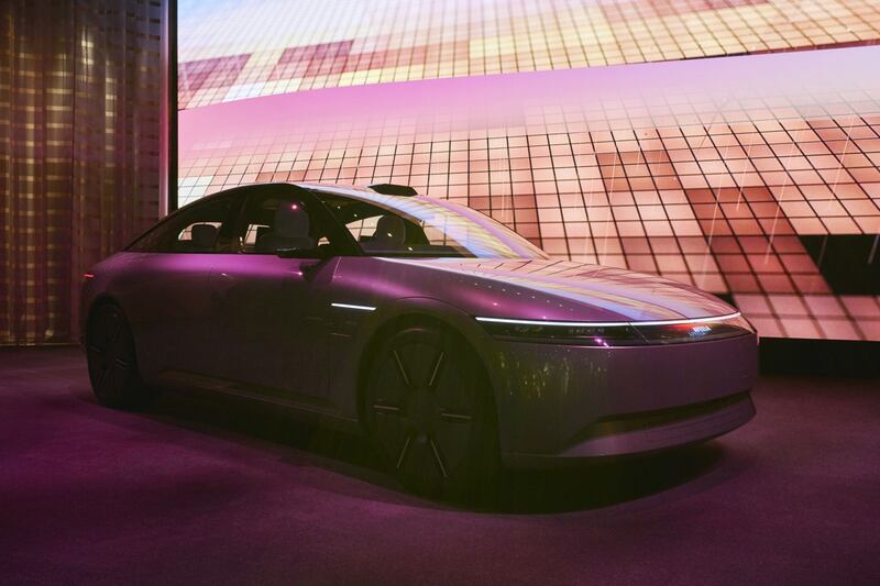 A prototype of Afeela, an electric vehicle by Sony, at CES. Photograph: Bridget Bennett/Bloomberg