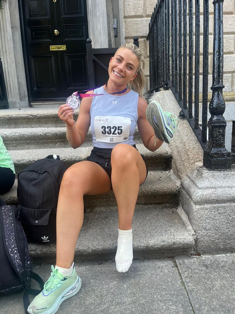 Paula Flanagan after finishing the mini marathon