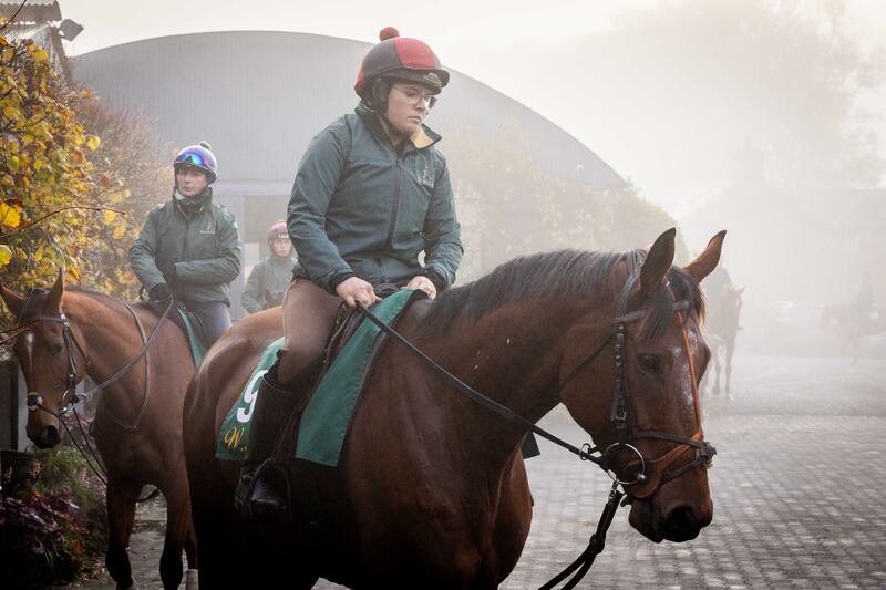 Youna Samson on El Fabiolo at the launch of the National Hunt season in Willie Mullins yard in Closutton, Co Carlow. Photograph: Morgan Treacy/Inpho 