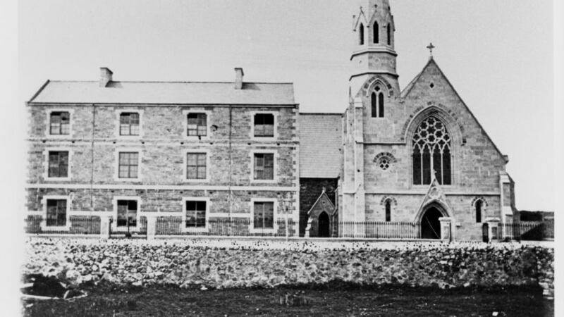 Probably the earliest photograph taken of the school and church, c. 1865-70. Note the sea wall in the foreground