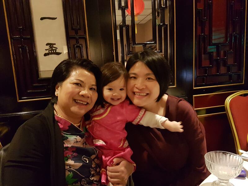 Hazel Chu and her mother, Stella Choi, with Alexandra.