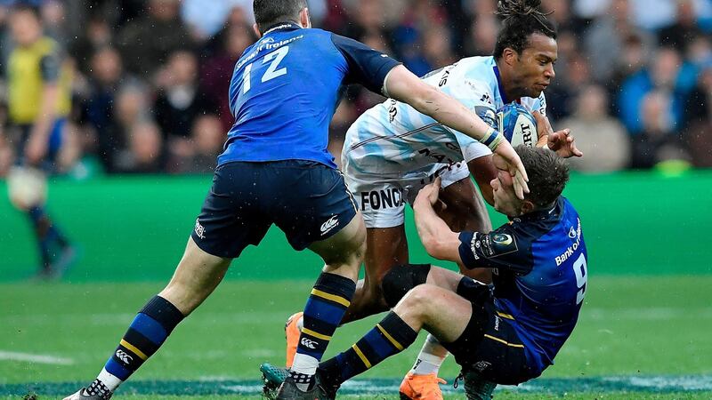 Teddy Thomas during Racing 92’s defeat in Bilbao. Photograph: Gabriel Bouys/AFP