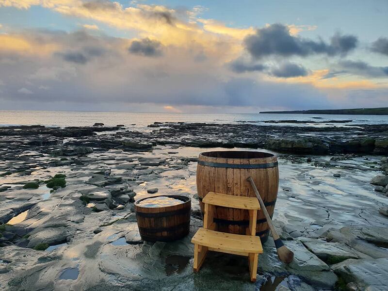 Wild Atlantic Seaweed Baths offers whiskey-barrel hot tubs on its tours of the west coast