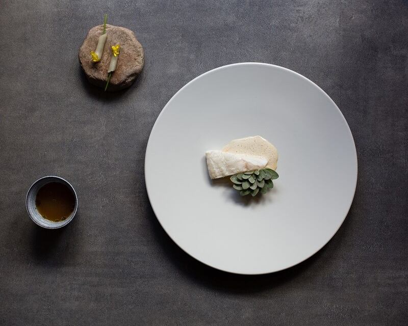 This is Irish food: Killian Crowley’s wild line-caught turbot with kohlrabi, seaweed broth and sea purslane. Crowley is the winner of the UK and Ireland regional final of the global San Pellegrino Young Chef 2017 competition. PR shot