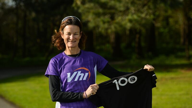 Sonia O’Sullivan completed her 100th parkrun in Cabinteely. Photograph: Sportsfile