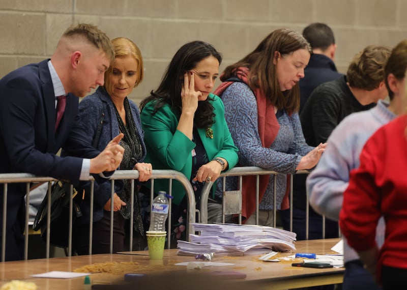 Catherine Martin at the count centre at Ballinteer Community School.  Photograph: Alan Betson / The Irish Times

