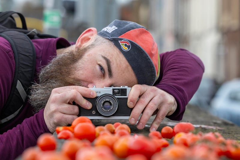 Gary O’ Sullivan taking a photo of Cherry Tomato Bridge. Photograph: Tom Honan