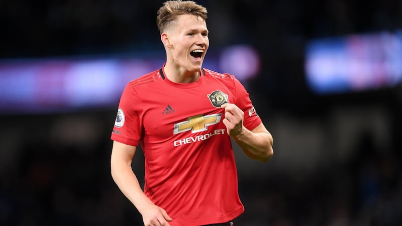 Scott McTominay of Manchester United celebrates  his side’s victory in their Premier League match against Manchester City  at the Etihad Stadium on December 7th. Photograph: Laurence Griffiths/Getty Images