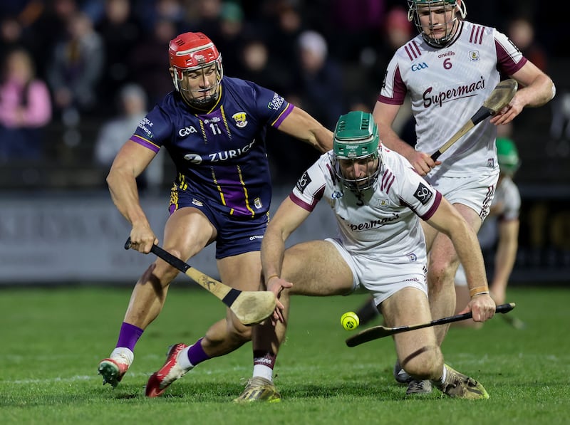 Galway's Fintan Burke in action against Wexford’s Lee Chin. Photograph: Lorraine O’Sullivan/Inpho