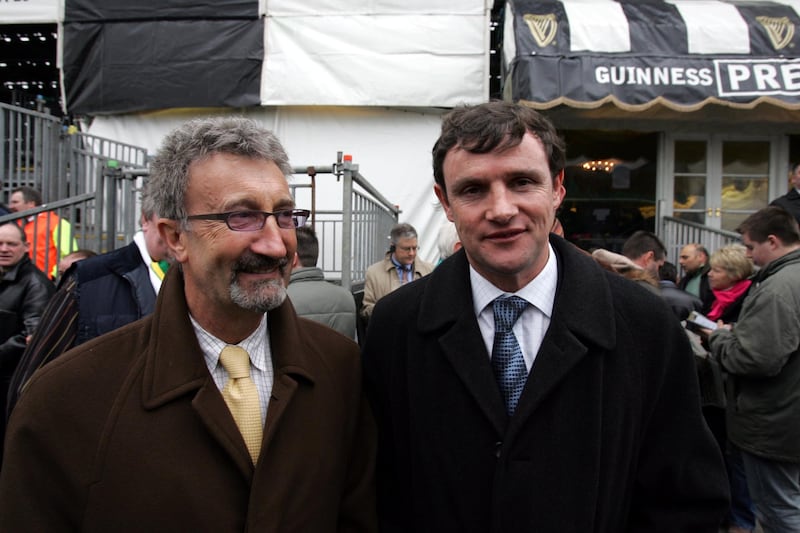 Eddie Jordan and former Republic of Ireland international Kevin Moran at the 2005 Cheltenham Festival. Photograph: Cyril Byrne Eddie 