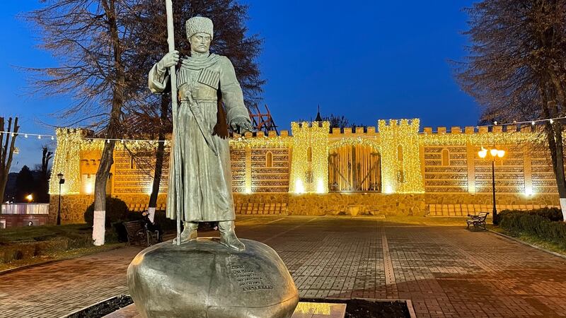 Monument in Vladikavkaz, capital of the republic of North Ossetia in southern Russia, to Dzaug Bugulov, founder of the city according to local legend. Photograph: Daniel McLaughlin