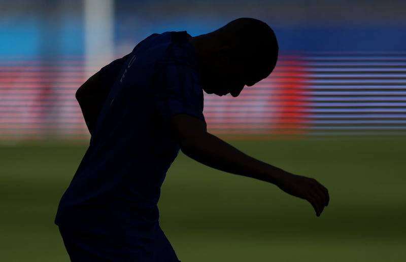 France's forward Kylian Mbappé arrives for a training session at the Parc des princes Stadium, in Paris on the eve of the clash against the Republic of Ireland. Photograph: Franck Fife/AFP