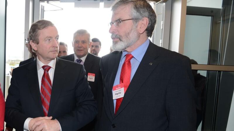 Taoiseach Enda Kenny and Sinn Féin president Gerry Adams at the official opening of the international operations centre of eBay Inc in Dundalk in April 2013. File photograph: Alan Betson/The Irish Times