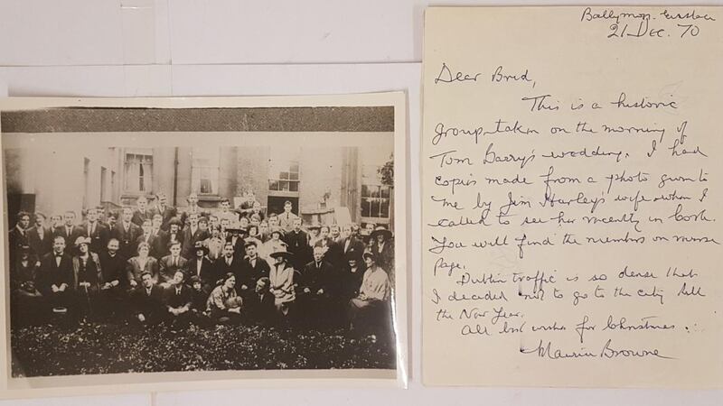 An original photograph of Tom Barry’s wedding party on August 22nd, 1921. (€300-€600)