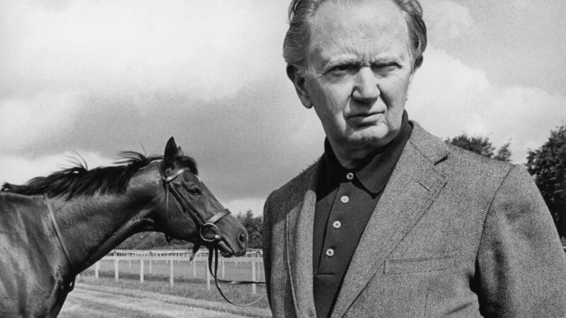 Vincent O’Brien with Nijinsky in the background. Photograph: Chris Smith/Hulton Archive/Getty Images