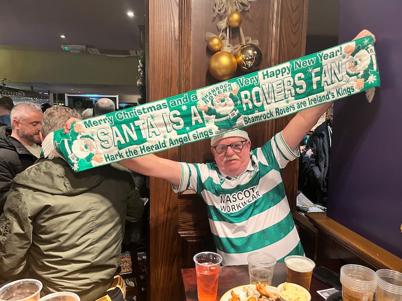 Shamrock Rovers fan Derek Fields ahead of the Uefa Conference League game against Chelsea