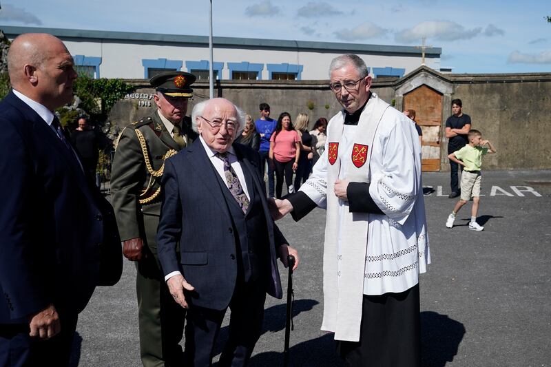 President Michael D Higgins was among the mourners. Photograph: Niall Carson/PA Wire