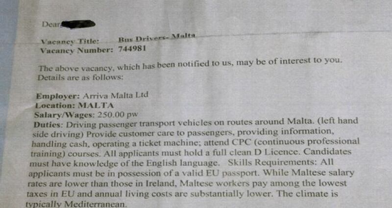 A letter from the Department of Social Protection to the unnamed recipient outlined the job specification as well as offering the carrot of a “typically Mediterranean” climate.