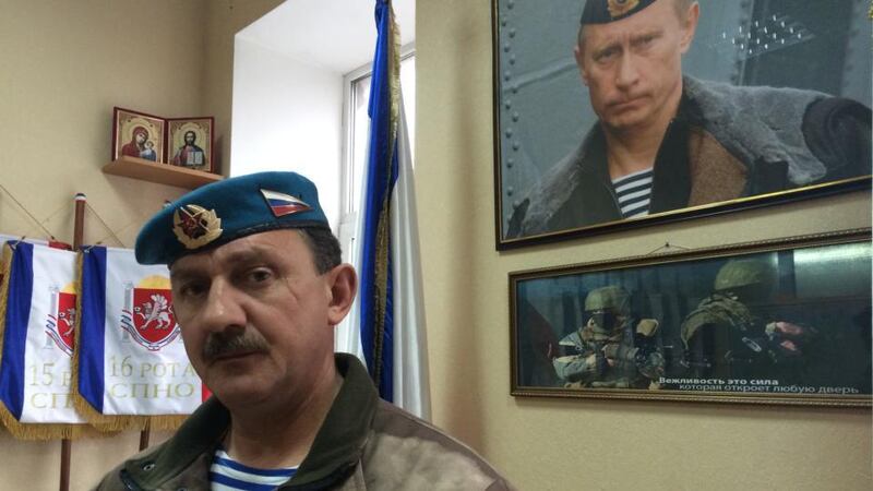 Sergei Turchanyenko, commander of a pro-Russian “self-defence” unit in Crimea: “Crime went down to zero and we took control of the whole of Crimea.” Photograph: Daniel McLaughlin