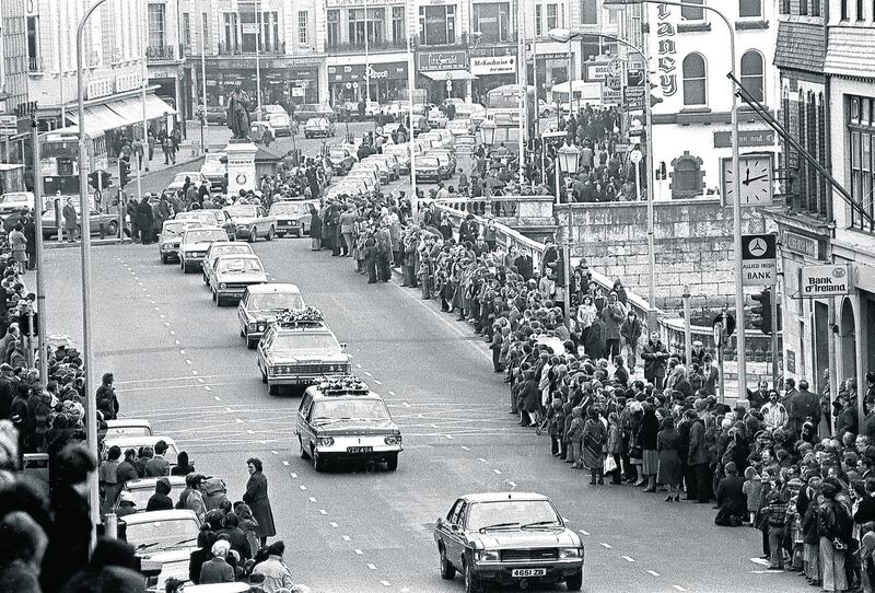 Funeral of Christy Ring passing over St Patrick's Bridge Cork . Photograph courtesy the Irish Examiner