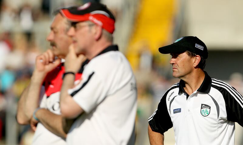 Kerry manager Jack O'Connor with Tyrone manager Mickey Harte in 2012. Photograph: James Crombie/Inpho