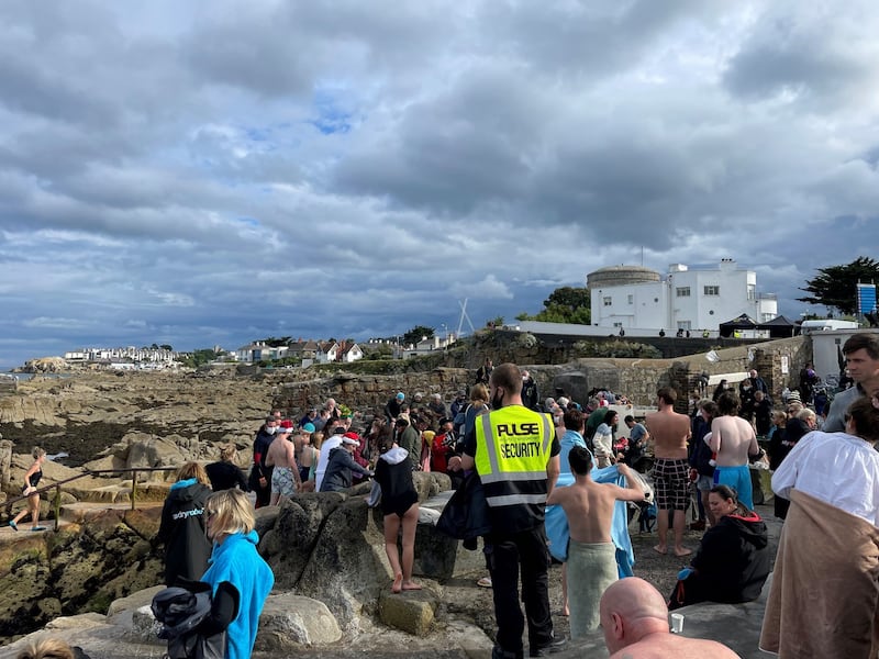 Emerald: filming at the Forty Foot in south Dublin this week. Photograph: Tom Honan