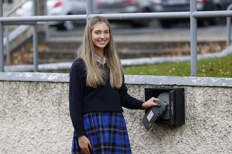 When phone pouches were first introduced at St Raphaela’s Secondary School in Stillorgan in 2023, Lara Dardis, now a fifth-year student, was not happy. Photograph: Nick Bradshaw