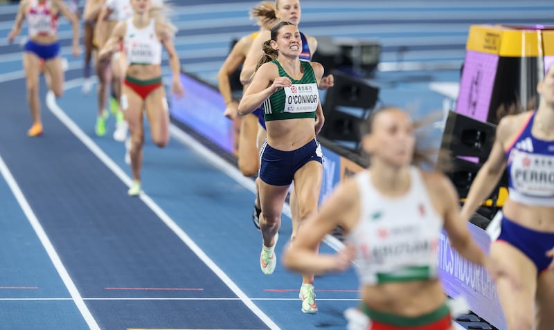 Kate O'Connor finished third in the 800m, which was enough for a silver medal overall. Photograph: Nikola Krstic/Inpho